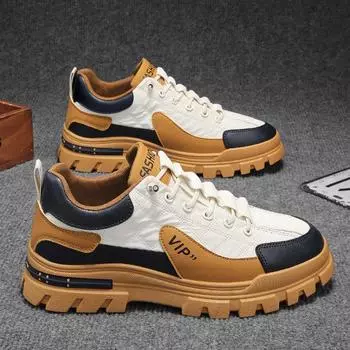 Men s shoes 2025 new spring trend outdoor work work tooling shoes kitchen non-slip leather surface casual labor insurance shoes 39 бежевый