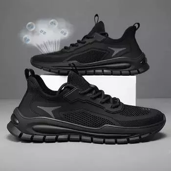 Men s shoes 2025 new summer breathable mesh sports casual mesh shoes men s work black labor insurance trendy shoes 39