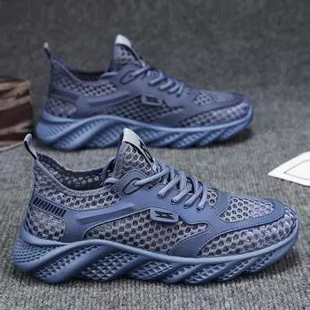 Men s shoes 2025 new summer breathable mesh shoes hollow thin mesh men s casual versatile sports running trendy shoes 38
