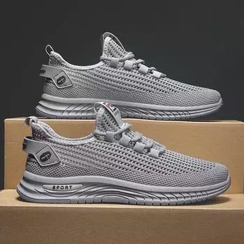 Men s shoes 2025 new summer breathable casual sports mesh shoes versatile running soft sole fly-woven mesh men s trendy shoes 39