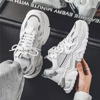 Men s shoes 2025 new summer breathable mesh outdoor youth trendy brand versatile height-increasing dad shoes sports trendy shoes 39
