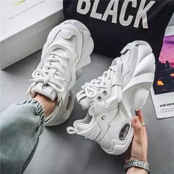Men s shoes 2025 new summer breathable sports youth personalized little white shoes men s thick-soled heightening dad trendy shoes 39