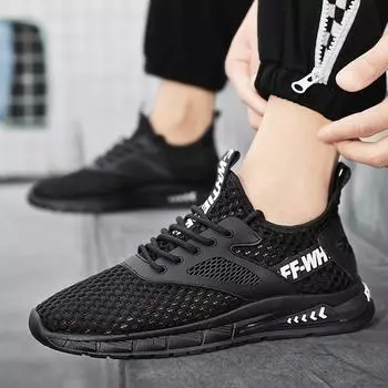 Men s shoes 2025 new summer breathable mesh hollow shoes thin wear-resistant lightweight sports running shoes trendy coconut shoes 39