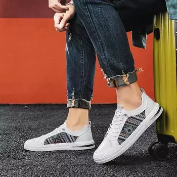 Men s shoes 2025 new summer breathable canvas shoes Korean version of student trend youth versatile casual board shoes men 39 белый