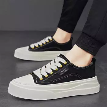 Men s shoes 2025 new summer casual trend thick-soled heightened bottom-top board shoes versatile wear-resistant sports student tide shoes 39 чёрный