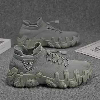 Men s shoes 2025 new summer fly-woven mesh breathable sports and leisure one-pedal men s thick-soled wear-resistant tooling shoes 39 чёрный