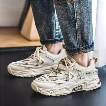 Men s shoes 2025 new summer mesh breathable casual running sports shoes youth platform dad street trendy shoes 39