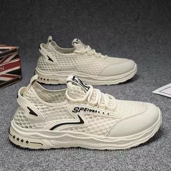 Men s shoes 2025 new summer thin breathable mesh shoes men s lightweight hollow mesh soft sole casual sports trendy shoes 39 синий