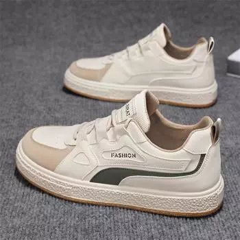 Men s shoes 2025 new summer trend versatile sports casual little white board shoes men s leather high-top wear-resistant trendy shoes 39 бежевый