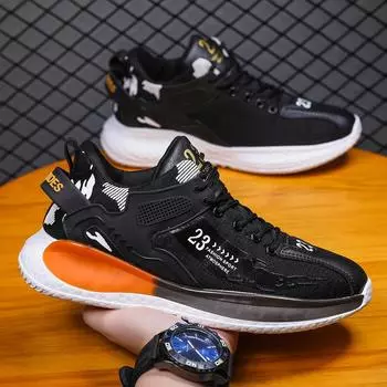 Men s shoes 2025 new trend fashion sports shoes Korean version breathable and versatile running shoes mesh leather surface same men s shoes 39