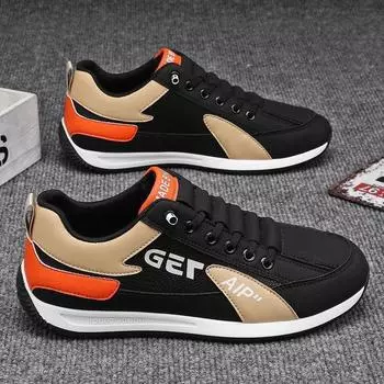 Men s shoes 2025 new trend soft leather leather surface one pedal casual men s non-slip sports Forrest Gump shoes casual versatile 39 чёрный