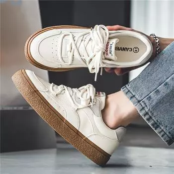 Men s shoes 2025 new trend versatile board shoes autumn German training sports Korean version platform casual board shoes small 39 бежевый