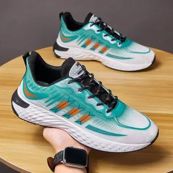 Men s shoes 2025 spring and autumn new mesh shoes lace-up platform running shoes men s fashion trend sports shoes 39