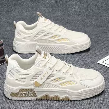 Men s shoes 2025 spring and summer new mesh breathable versatile casual sports running thick sole inner height increase dad shoes trendy shoes 39