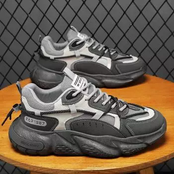 Men s Shoes 2025 Spring New Breathable Sports All-in-one Running Daddy Shoes 41 бежевый