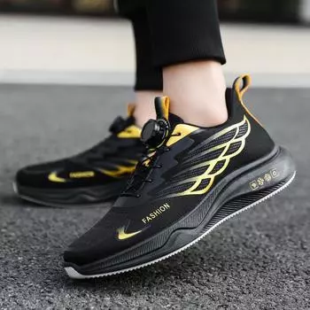 Men s shoes 2025 spring new breathable and lightweight teen rotating button running sports casual shoes dad trendy shoes 39 белый