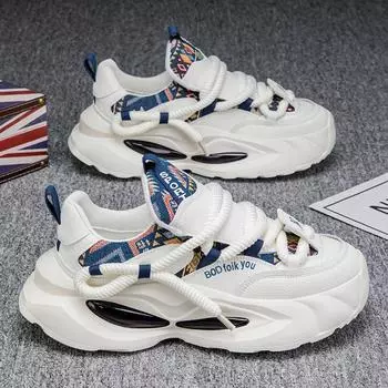 Men s shoes 2025 spring new fashion high-end platform casual shoes men s shock-absorbing sports heightening dad trendy shoes 39