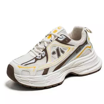 Men s shoes 2025 spring new fashion trend casual sports versatile student mesh thick sole dad shoes 39 бежевый