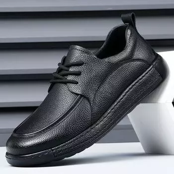 Men s shoes 2025 spring new leather trend versatile soft surface breathable business casual leather shoes men s dad shoes 38