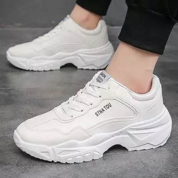Men s shoes 2025 spring new little white shoes Korean version trendy versatile breathable heightened running casual sports dad shoes 39