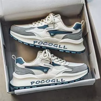 Men s shoes 2025 summer breathable deodorant versatile mesh sports leisure heightening Hong Kong style retro dad trendy shoes men 39