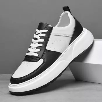Men s shoes 2025 summer new black and white panda shoes fashion heightened platform trend ins popular Internet celebrities same shoes 38