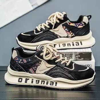 Men s shoes 2025 summer new breathable printed canvas shoes Korean version student trend sports dad shoes casual board shoes 39