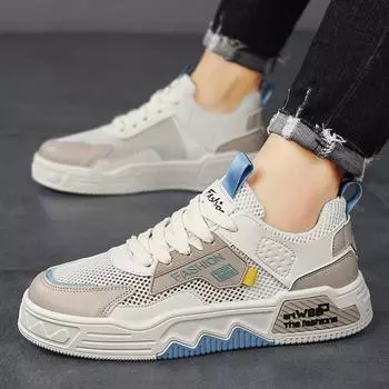 Men s shoes 2025 summer new casual mesh breathable little white sports Korean version student street flat baseplate shoes trendy shoes 39