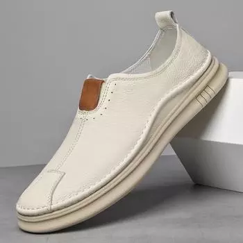 Men s shoes 2025 summer new daily outdoor travel walking casual simple wind lazy pedal light luxury shoes 38 бежевый