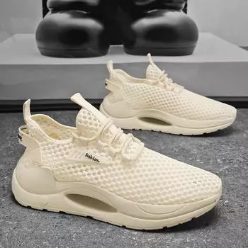 Men s shoes 2025 summer new fashion versatile sports mesh dad trendy shoes breathable non-slip large mesh casual shoes 39
