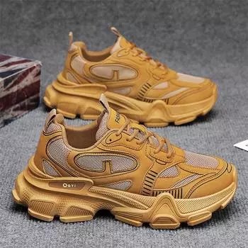 Men s shoes 2025 summer new fashion platform cushioning casual sports shoes mesh breathable men s comfortable dad shoes 39 чёрный