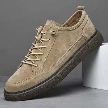 Men s shoes 2025 summer new fashion outdoor youth style retro board shoes comfortable and versatile lace-up casual shoes men 38 хаки