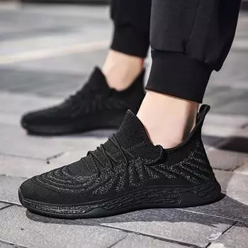 Men s shoes 2025 summer new flying woven breathable versatile fashion sports casual shoes non-slip mesh dad shoes running shoes 39
