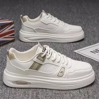 Men s shoes 2025 summer new high-end leather platform casual trendy shoes men s youth style campus trendy board shoes 39