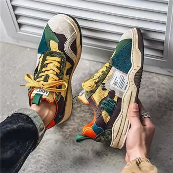 Men s shoes 2025 summer new Korean versatile casual sports shoes men s outdoor work platform trendy shoes 39 зеленые хаки