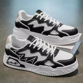 Men s shoes 2025 summer new Korean version trend versatile sports and leisure mesh breathable white shoes youth board shoes 39