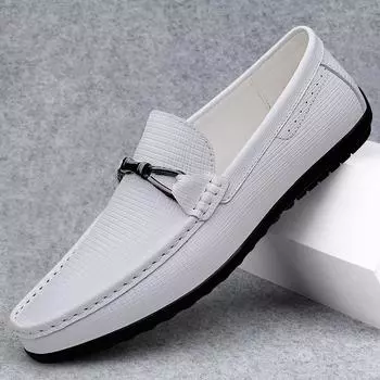 Men s shoes 2025 summer new light luxury flat wear-resistant business leather shoes men s thin versatile comfortable trendy shoes 37 чёрный