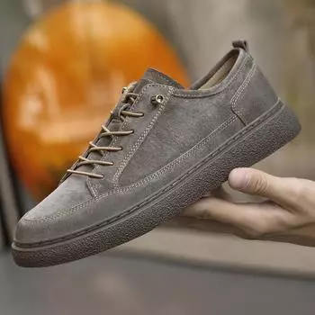 Men s shoes 2025 summer new men s elastic band high sense thick sole heightening board shoes versatile business casual trendy shoes 38 хаки