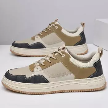 Men s shoes 2025 summer new men s campus style daily travel color matching board shoes trend flat-bottomed fashion casual shoes 38 песочный