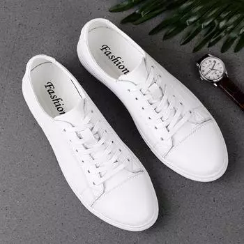 Men s shoes 2025 summer new men s fashion youth style little white board shoes daily work Korean version of casual leather shoes tide 38 чёрный
