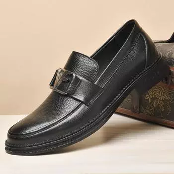 Men s shoes 2025 summer new men s outdoor travel one-pedal casual shoes fashionable, simple and convenient trendy leather shoes 38 чёрный