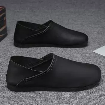 Men s shoes 2025 summer new men s soft-soled soft-sided driving shoes simple wind lightweight one-pedal versatile lazy shoes 39 чёрный