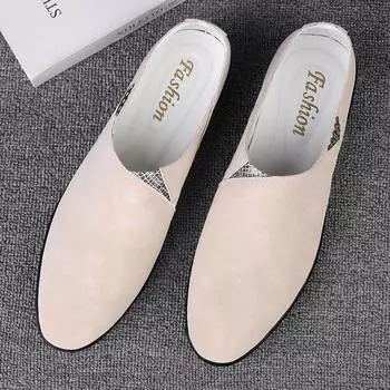 Men s shoes 2025 summer new men s light luxury high-end casual leather shoes lazy lace-up free low-top Doudou shoes tide 37 чёрный