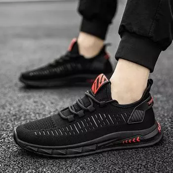 Men s shoes 2025 summer new mesh lightweight breathable lace-up running sports shoes non-slip casual flying knitting student male 39