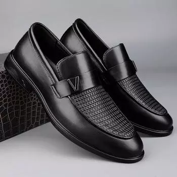 Men s shoes 2025 summer new versatile personality outdoor casual shoes business dress suit leather shoes youth tide shoes 37 чёрный