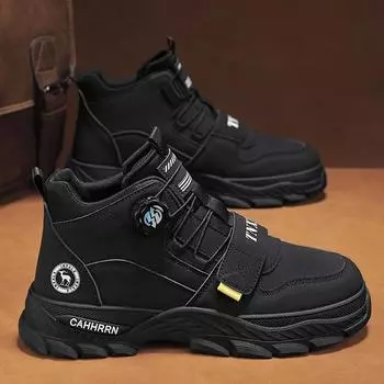 Men s shoes 2025 winter new Martin boots men s rotating buckle casual outdoor tooling boots high-top trendy shoes 39 жёлтый