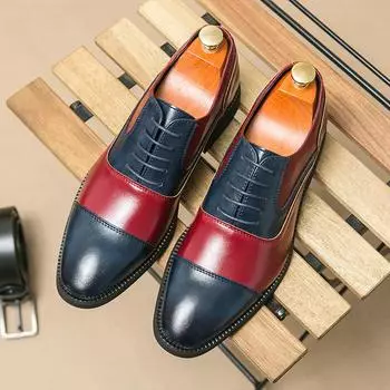 Men s shoes 46 large size business dress leather shoes fashion retro casual leather shoes trend British style lace-up leather shoes 38