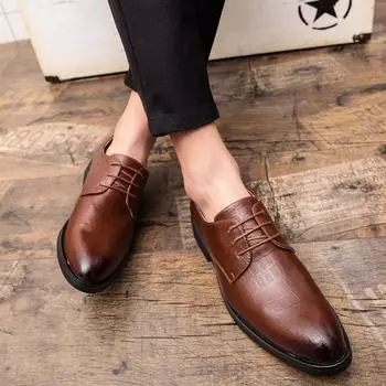 Men s shoes 47 large size new casual leather shoes fashionable men s business dress shoes trendy British low-top leather shoes 38