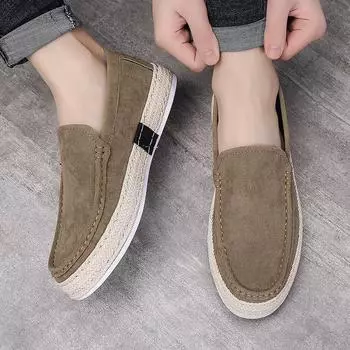 Men s shoes ****** and summer men s casual single shoes canvas shoes men s lazy one-pedal pure handmade old ******* cloth shoes s**t sole 39 хаки