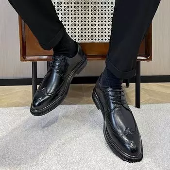 Men S Shoes Annual Trend Men S Casual Shoes British Style Business Dress Brock Leather Shoes Men S 6698-T 38 чёрный